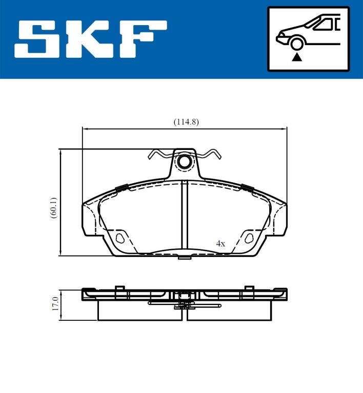 Jeu de 4 plaquettes de frein SKF ref. VKBP 80997